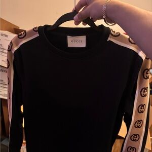Gucci Black Long Sleeve Sweater with Logo Accents